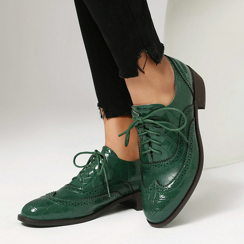 Oxford Lace Up Women - Женские туфли-оксфорды с принтом под камень,