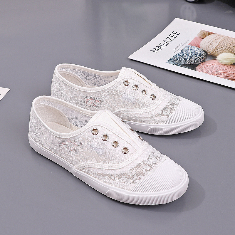 Women'S Shoes Hey Dude - Женские кружевные полотняные туфли на плоской