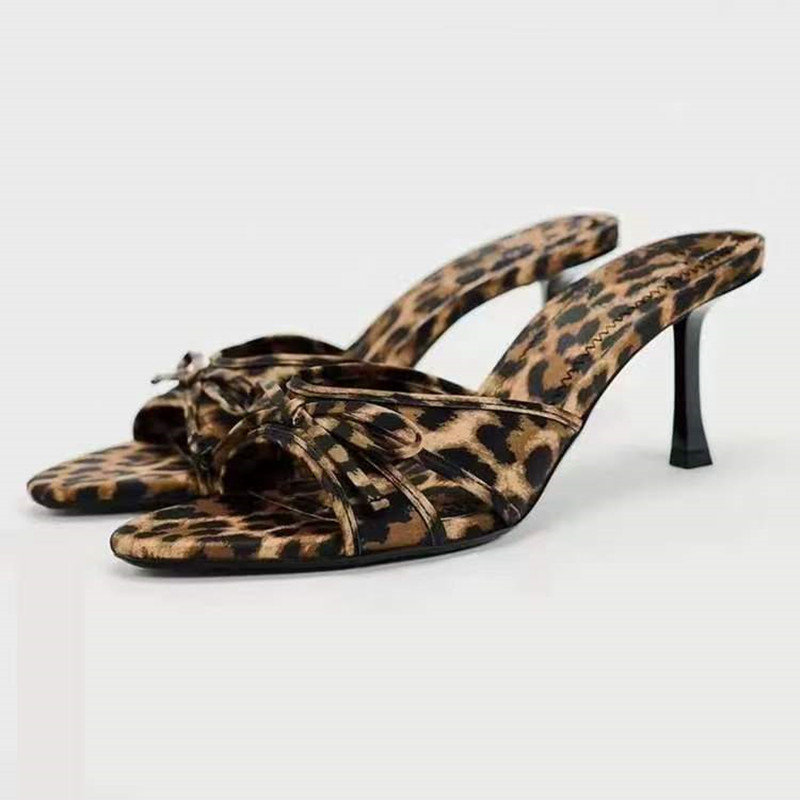 Leopard Print Heels - Летние женские босоножки на высоком каблуке