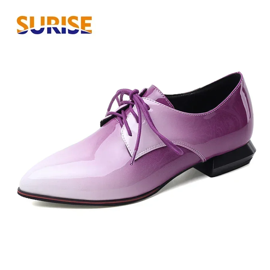 Oxford Lace Up Women - Британские женские оксфорды с градиентом, красные,