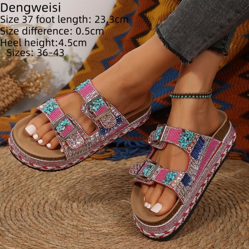 Cork Wedge Sandal - Модные розовые женские сандалии на платформе