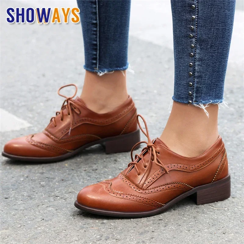 Oxford Lace Up Women - Британские женские оксфорды на плоской подошве,