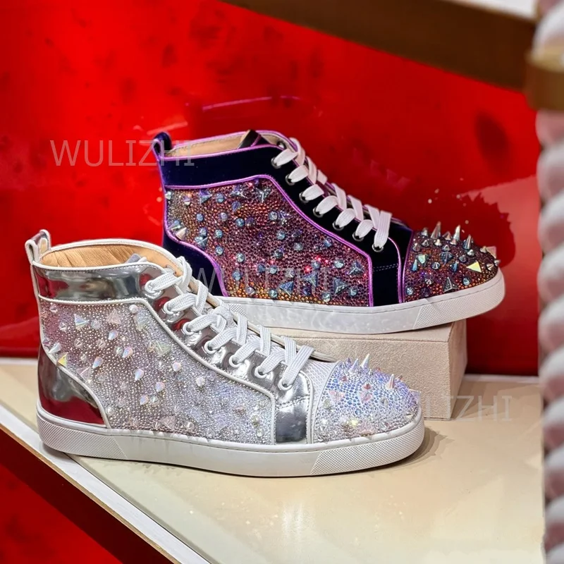 Women Shoes Tennis - Мужские кроссовки темно-фиолетовые с кристаллами и