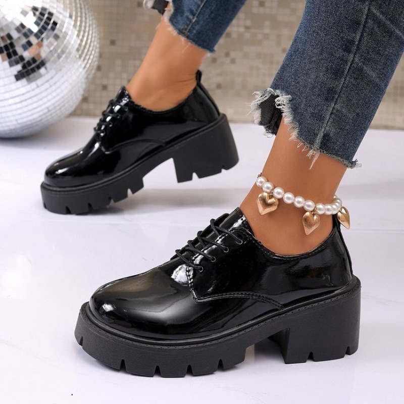 Oxford Lace Up Women - Новые женские весенние черные туфли на