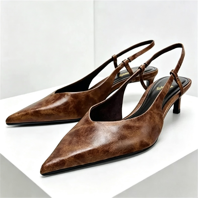 Women Shoes Brown Colour - Коричневые дизайнерские туфли-лодочки на каблуке «котенок»