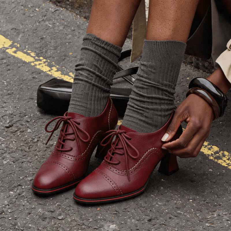 Oxford Lace Up Women - Женские туфли-оксфорды из искусственной кожи на