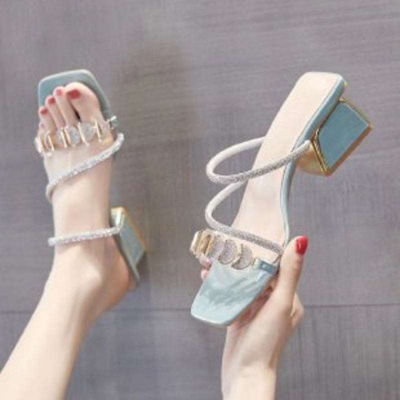 Clear Strap Heel - Женские летние сандалии с прозрачными ремешками