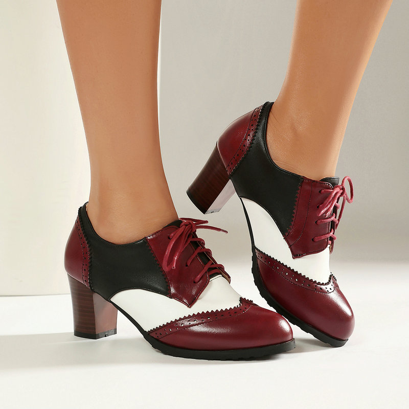 Women'S Xti Shoes - Винтажные двухцветные туфли-оксфорды с шнуровкой, на